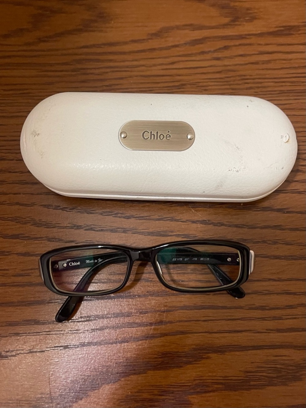 Chloé Black Rectangular Eyeglasses Frames with White Case